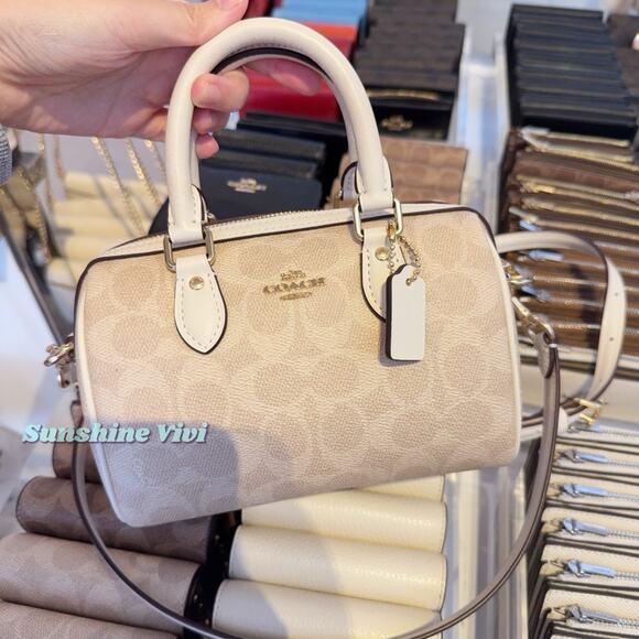 NWT Coach Mini Rowan Crossbody Bag In Signature Canvas CW329 Gold/Sand/Chalk - Picture 1 of 8